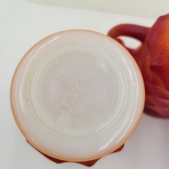 Lot Of 3 Vintage Fire King Mug Set ORANGE/ RED Kimberly Diamond Anchor Hocking - Picture 12 of 15